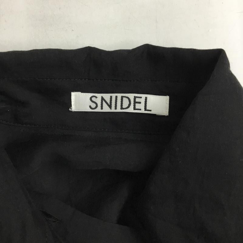 スナイデル SNIDEL シャツ、ブラウス 半袖 SWFB221135 ダブルフロントパフスリーブブラウス 無地 黒 / ブラック /  レディース USED 古着 中古 10104021
