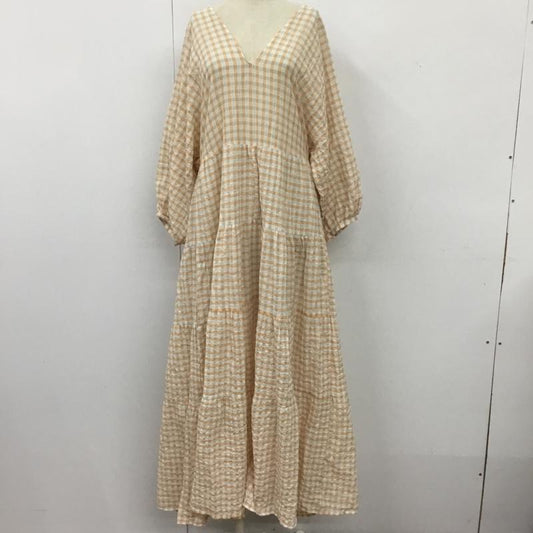 ザラ ZARA ワンピース ロングスカート 3067 108 050 ティアードワンピース ボリュームスリーブ M チェック 白 / ホワイト / X 灰 / グレー / X 橙 / オレンジ /  レディース USED 古着 中古 10104025