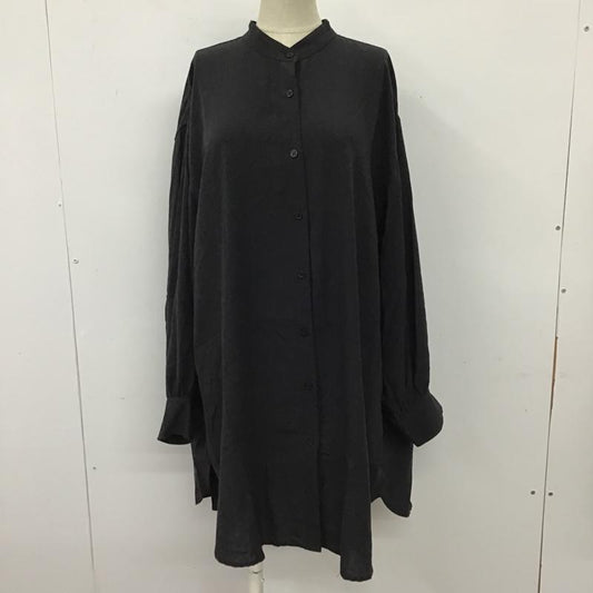 ローリーズファーム LOWRYS FARM シャツ、ブラウス 長袖 LF621259AD バンドカラーチュニックシャツ 長袖シャツ フレアシャツ FREE 無地 黒 / ブラック /  レディース USED 古着 中古 10104027