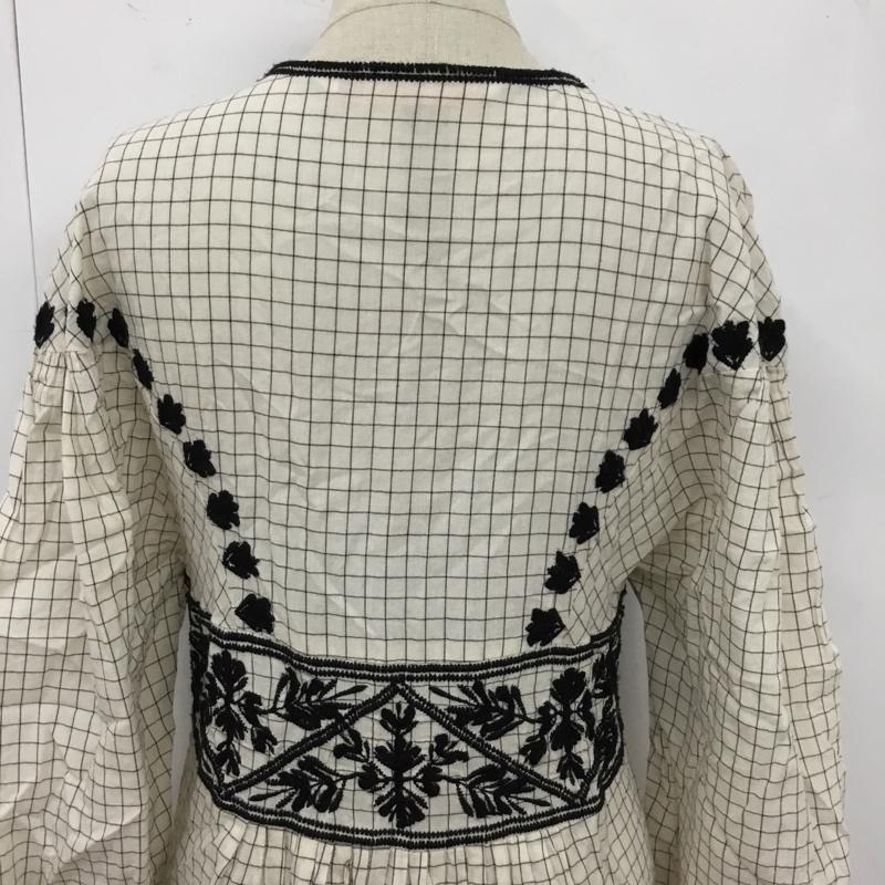 ザラ ZARA ワンピース ロングスカート 7521 304 712 Vネック 七分袖 XS 刺繍 アイボリー / アイボリー / X 黒 / ブラック /  レディース USED 古着 中古 10104032
