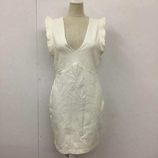 ザラ ZARA ワンピース ひざ丈スカート 6085 045 251 ノースリーブ Vネック L 無地 アイボリー / アイボリー /  レディース USED 古着 中古 10104033