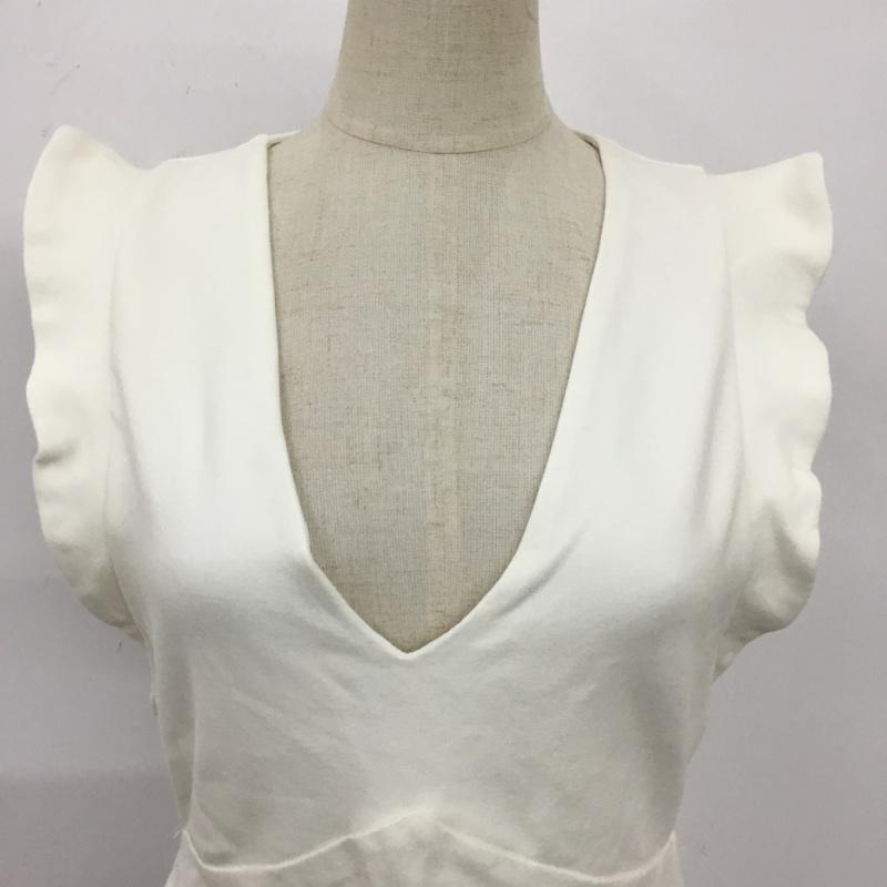 ザラ ZARA ワンピース ひざ丈スカート 6085 045 251 ノースリーブ Vネック L 無地 アイボリー / アイボリー /  レディース USED 古着 中古 10104033