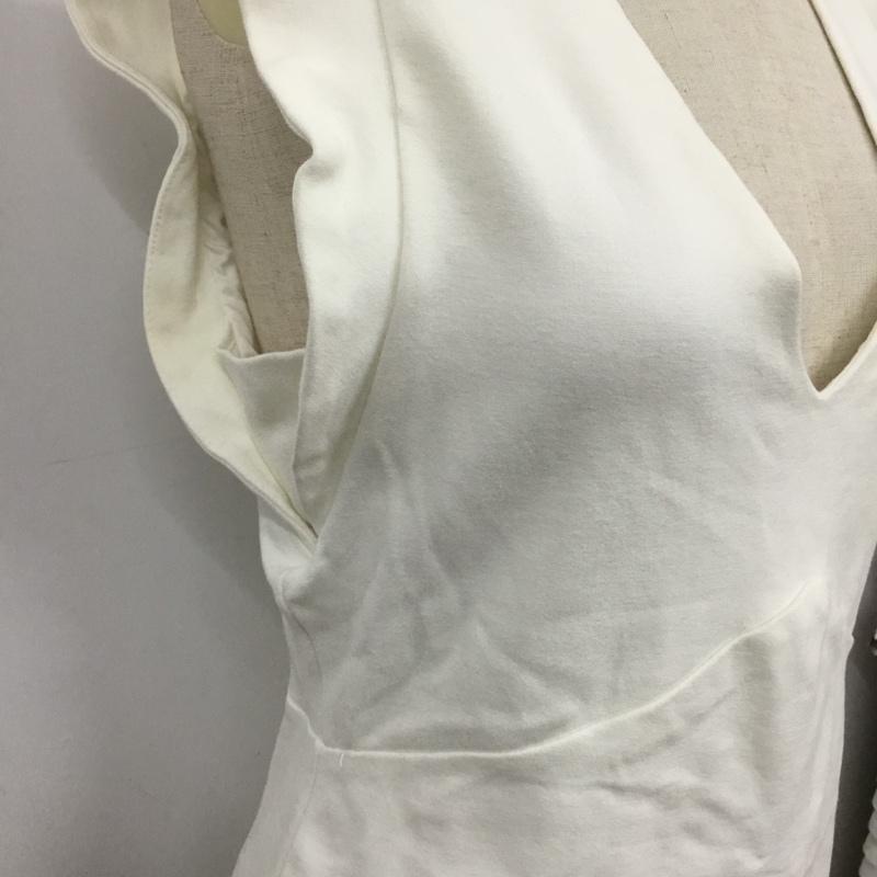 ザラ ZARA ワンピース ひざ丈スカート 6085 045 251 ノースリーブ Vネック L 無地 アイボリー / アイボリー /  レディース USED 古着 中古 10104033