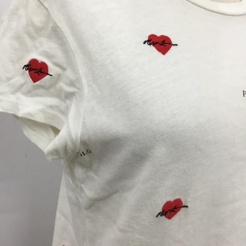 ポロラルフローレン POLO RALPH LAUREN Tシャツ 半袖 ハート ロゴ L 刺繍 白 / ホワイト /  ガールズ USED 古着 中古 10104035