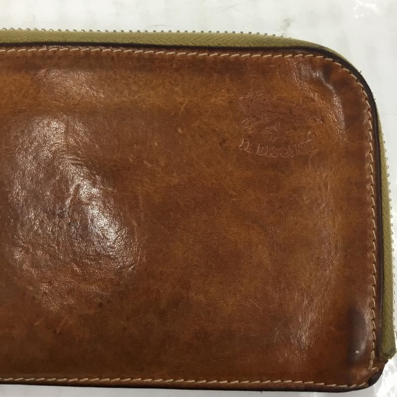 イルビゾンテ IL BISONTE 財布 長財布 フラットレザーロングウォレット L字ファスナー ロゴ、文字 茶 / ブラウン /  メンズ USED 古着 中古 10104105