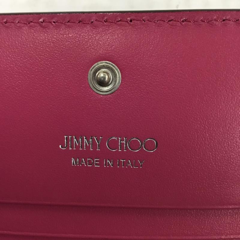 ジミーチュウ JIMMY CHOO 財布 コンパクト財布 HANNE PKR 112274 箱有 二つ折り ロゴ、文字 桃 / ピンク /  レディース USED 古着 中古 10104114