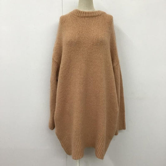 ザラ ZARA ワンピース ひざ丈スカート 長袖ニットロングワンピース バックスリットニットワンピース ロングワンピース S 無地 橙 / オレンジ /  レディース USED 古着 中古 10104135