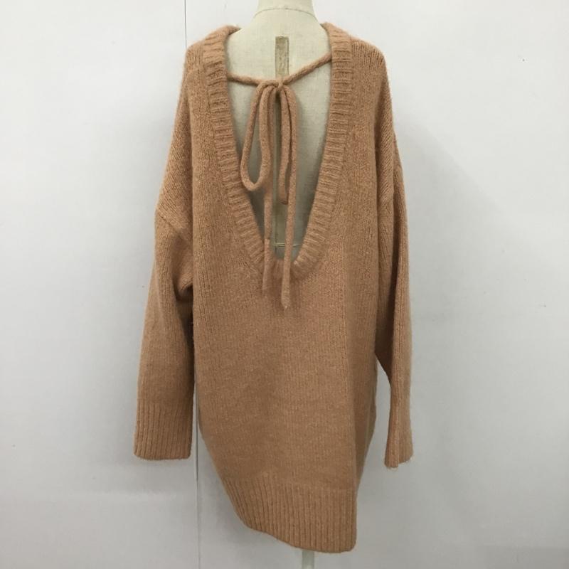 ザラ ZARA ワンピース ひざ丈スカート 長袖ニットロングワンピース バックスリットニットワンピース ロングワンピース S 無地 橙 / オレンジ /  レディース USED 古着 中古 10104135