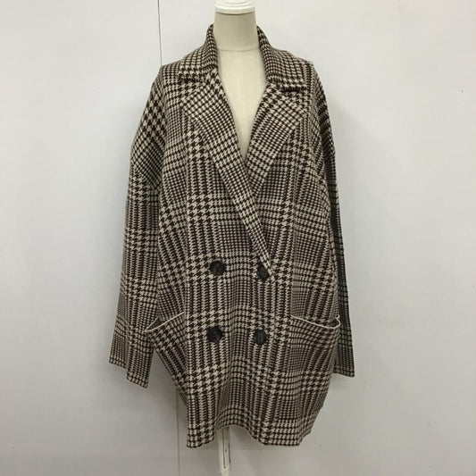 ザラ ZARA ジャケット、上着 ジャンパー、ブルゾン ニットジャケット アウター オーバーサイズジャケット S 千鳥格子 ベージュ / ベージュ / X 茶 / ブラウン /  レディース USED 古着 中古 10104139