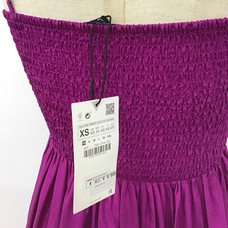 ザラ ZARA ワンピース ロングスカート ロングワンピース ノースリーブワンピース フレアスカート キャミワンピース XS 無地 紫 / パープル /  レディース USED 古着 中古 10104150