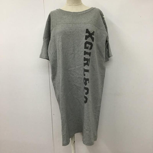 エックスガール X-girl ワンピース ひざ丈スカート 半袖ワンピース チャンピオンコラボ 半袖スウェットワンピース プリントスウェット 2 プリント 灰 / グレー /  レディース USED 古着 中古 10104152
