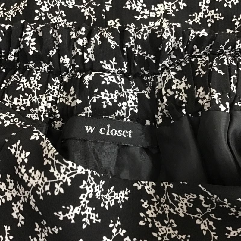 ダブルクローゼット w closet スカート ロングスカート ロングスカート フレアスカート プリーツスカート 花柄スカート FREE 花柄 黒 / ブラック /  レディース USED 古着 中古 10104160
