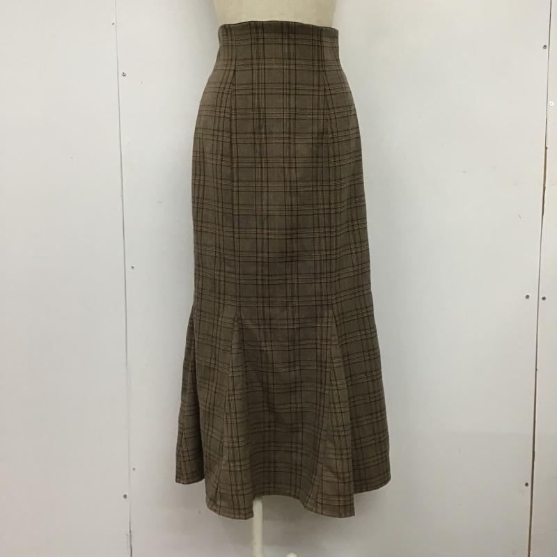 オリーブデオリーブ OLIVE des OLIVE スカート ロングスカート チェックロングスカート フレアスカート マーメイドロングスカート FREE チェック 茶 / ブラウン /  レディース USED 古着 中古 10104162