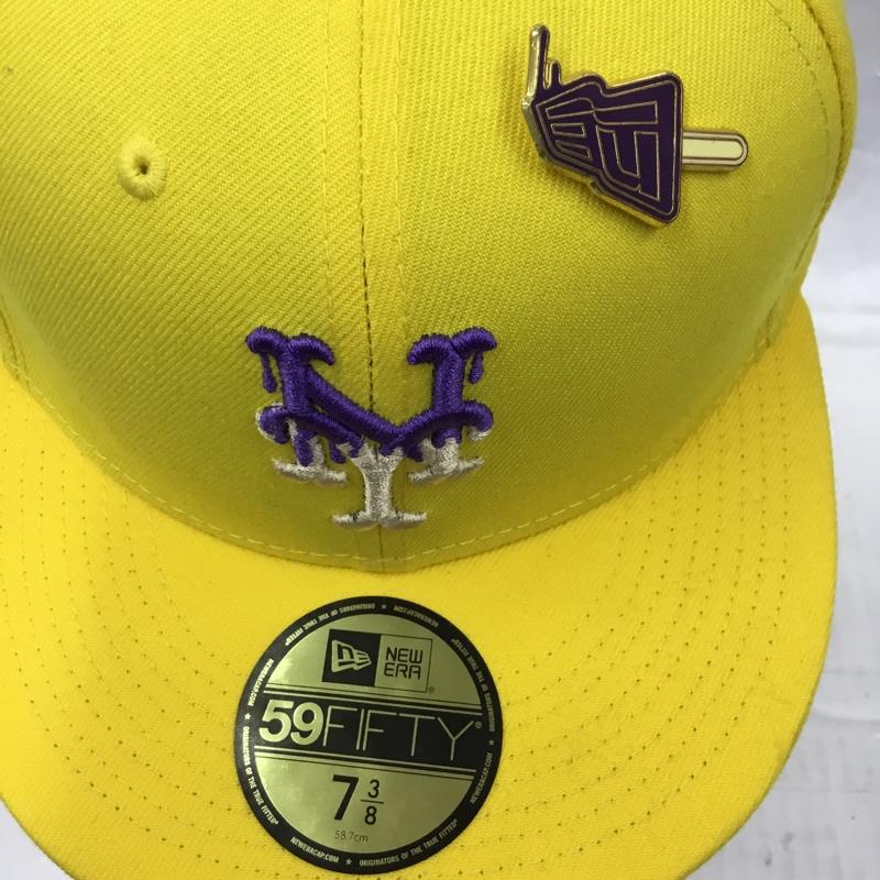 ニューエラ NEW ERA 帽子 キャップ 59FIFTY 58.7cm NY MLB ICY POP ロゴ、文字 黄 / イエロー /  メンズ USED 古着 中古 10104183