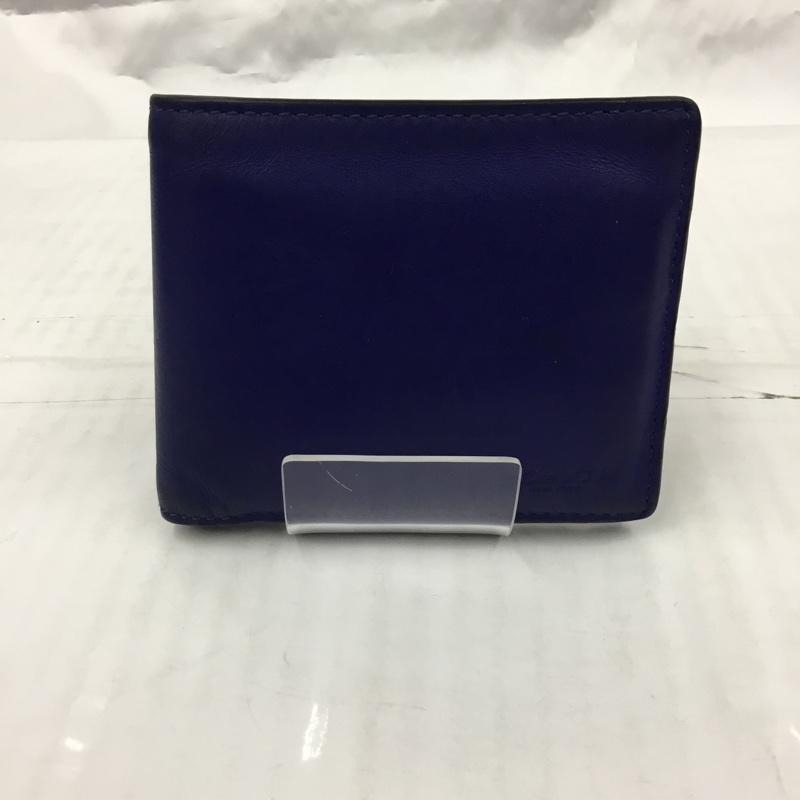 コーチ COACH 財布 二つ折り C1600 ロゴ、文字 青 / ブルー / X 黒 / ブラック /  メンズ USED 古着 中古 10104197
