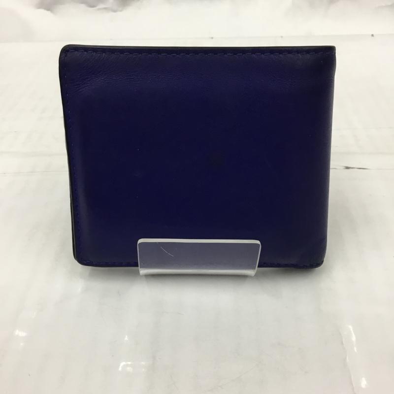 コーチ COACH 財布 二つ折り C1600 ロゴ、文字 青 / ブルー / X 黒 / ブラック /  メンズ USED 古着 中古 10104197