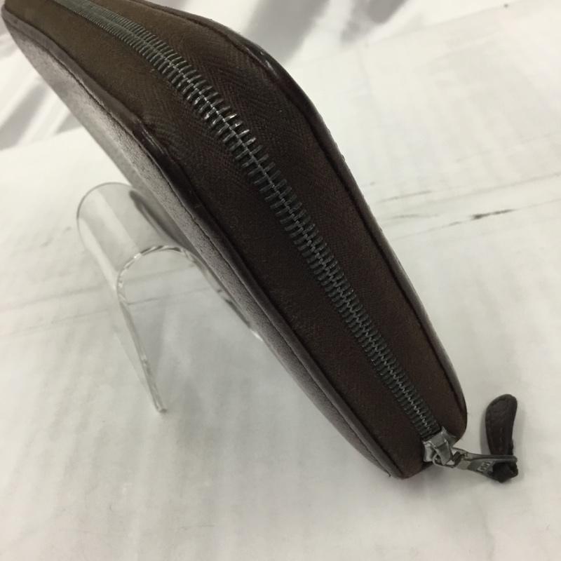 ホワイトハウスコックス WHITE HOUSE COX 財布 長財布 ラウンドファスナー レザー 無地 茶 / ブラウン /  メンズ USED 古着 中古 10104201