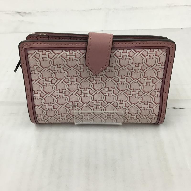 ケイトスペード Kate Spade 財布 二つ折り WLR00267 総柄 ロゴ、文字 桃 / ピンク /  レディース USED 古着 中古 10104228