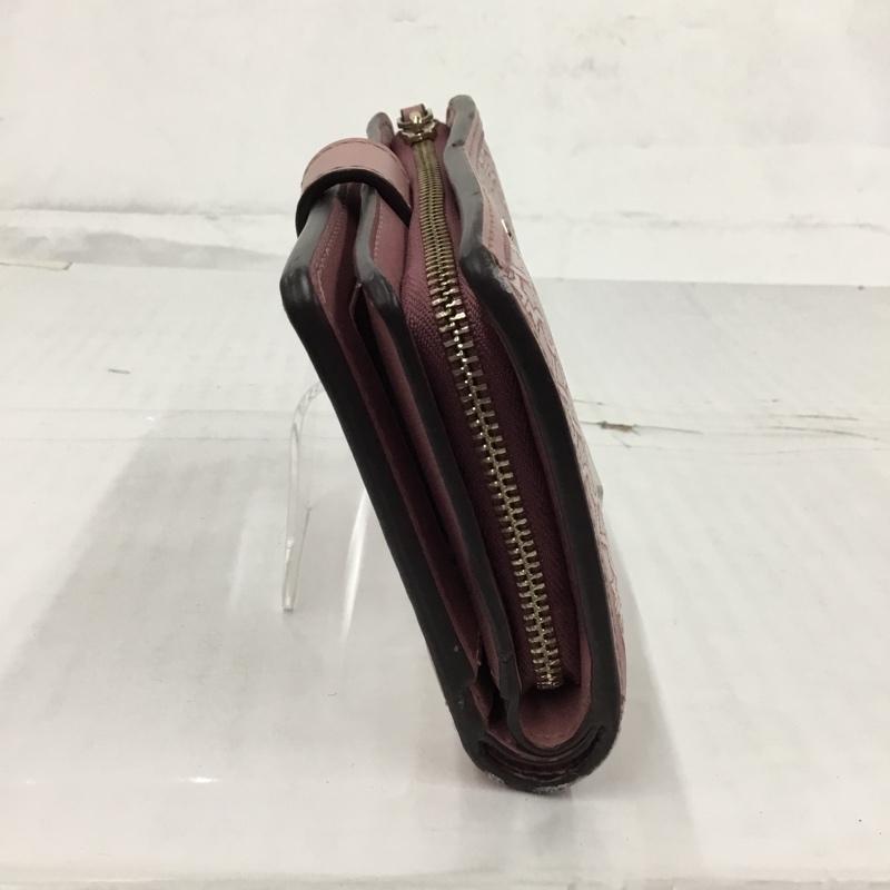 ケイトスペード Kate Spade 財布 二つ折り WLR00267 総柄 ロゴ、文字 桃 / ピンク /  レディース USED 古着 中古 10104228