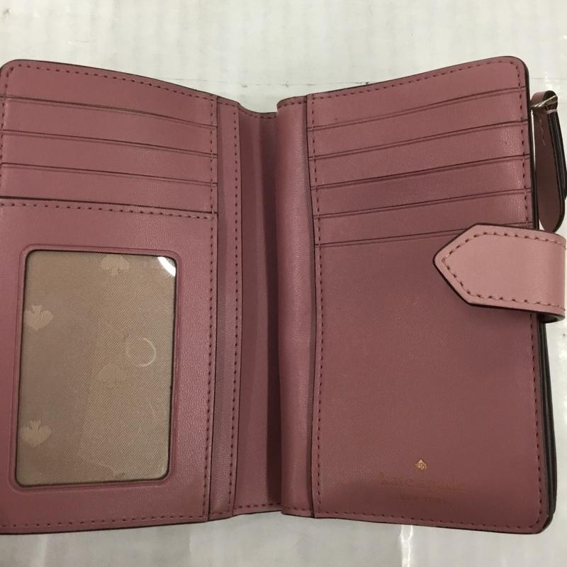 ケイトスペード Kate Spade 財布 二つ折り WLR00267 総柄 ロゴ、文字 桃 / ピンク /  レディース USED 古着 中古 10104228