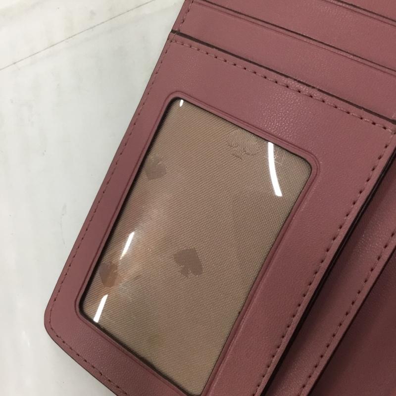 ケイトスペード Kate Spade 財布 二つ折り WLR00267 総柄 ロゴ、文字 桃 / ピンク /  レディース USED 古着 中古 10104228