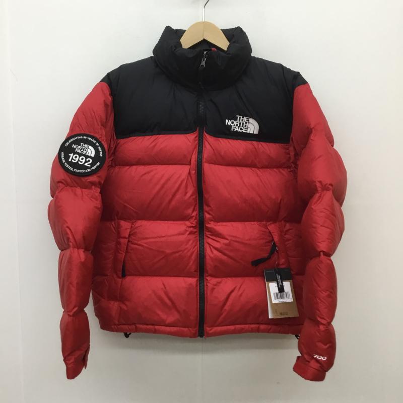 ザノースフェイス THE NORTH FACE ジャケット、上着 ダウンジャケット 1992 RETRO ANNIVERSARY NUPTSE JACKET ヌプシ NF0A7WWB682 タグ付 S ロゴ、文字 黒 / ブラック / X 赤 / レッド /  メンズ USED 古着 中古 10104245