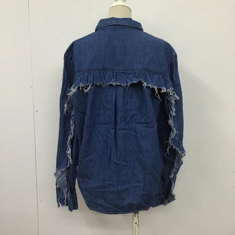 ザラ ZARA シャツ、ブラウス 長袖 デニムシャツ L 無地 インディゴ / インディゴ /  レディース USED 古着 中古 10104282