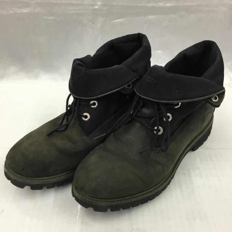 ティンバーランド Timberland ブーツ ショートブーツ 6143R 2way レースアップ 8W ワンポイント 黒 / ブラック / X カーキ / カーキ /  メンズ USED 古着 中古 10104286