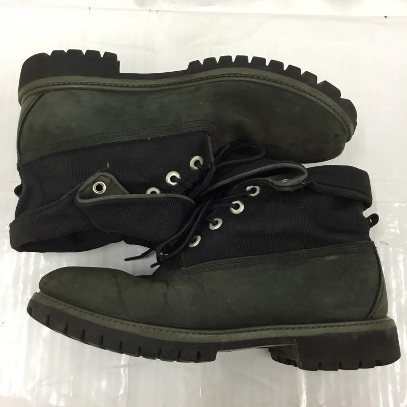 ティンバーランド Timberland ブーツ ショートブーツ 6143R 2way レースアップ 8W ワンポイント 黒 / ブラック / X カーキ / カーキ /  メンズ USED 古着 中古 10104286