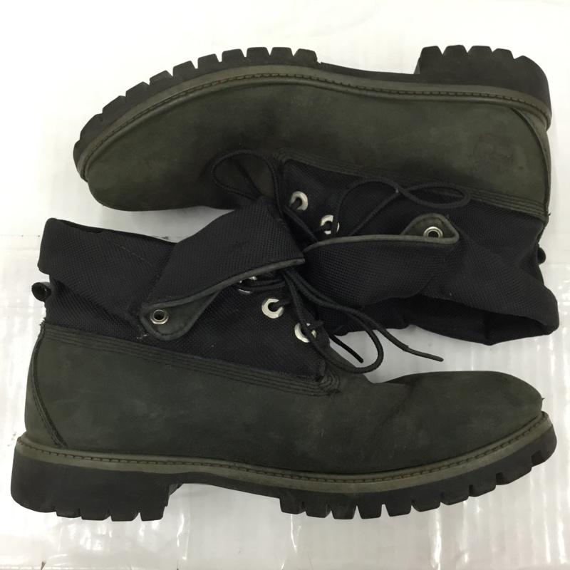 ティンバーランド Timberland ブーツ ショートブーツ 6143R 2way レースアップ 8W ワンポイント 黒 / ブラック / X カーキ / カーキ /  メンズ USED 古着 中古 10104286