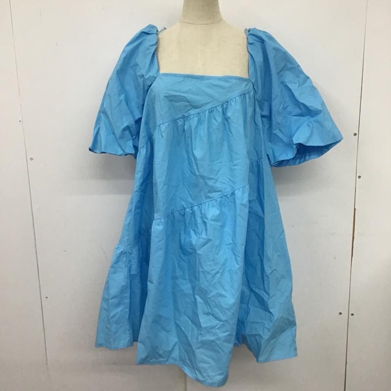 ザラ ZARA ワンピース ひざ丈スカート タグ付 S 無地 水色 / ライトブルー /  レディース USED 古着 中古 10104299