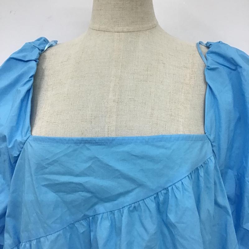 ザラ ZARA ワンピース ひざ丈スカート タグ付 S 無地 水色 / ライトブルー /  レディース USED 古着 中古 10104299