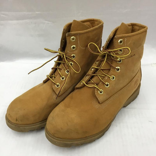 ティンバーランド Timberland ブーツ ショートブーツ 10066 6インチベーシックブーツ 9W レースアップ ワンポイント キャメル / キャメル /  メンズ USED 古着 中古 10104322