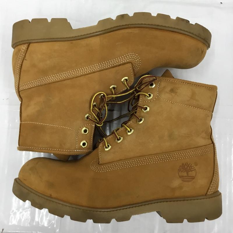 ティンバーランド Timberland ブーツ ショートブーツ 10066 6インチベーシックブーツ 9W レースアップ ワンポイント キャメル / キャメル /  メンズ USED 古着 中古 10104322