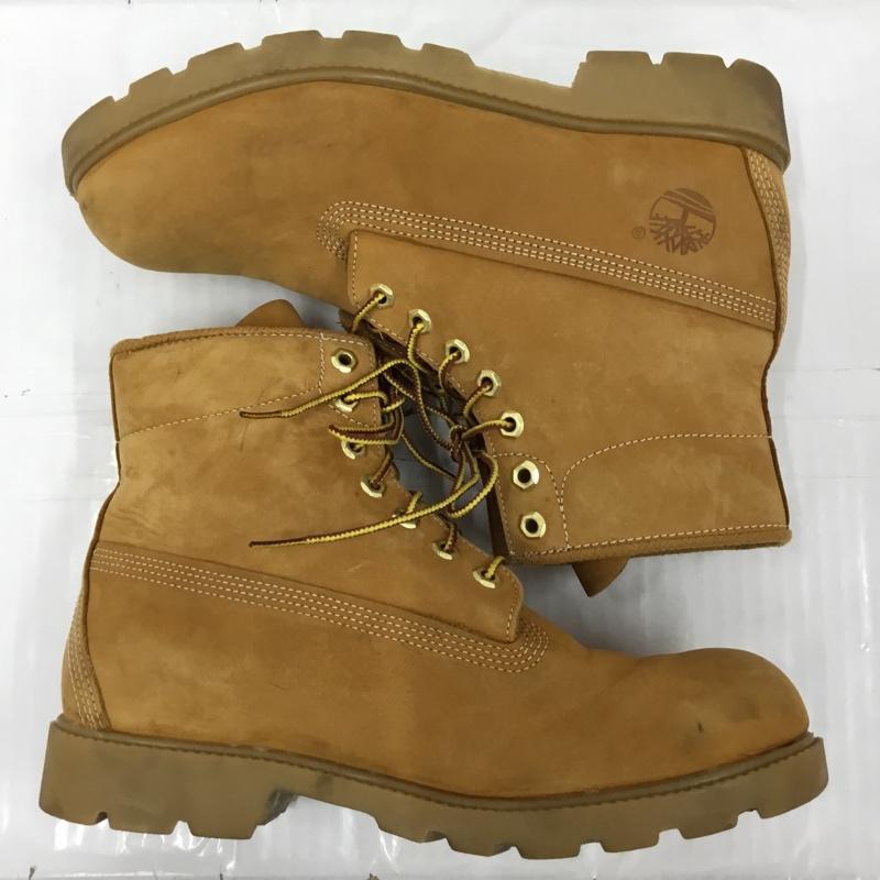 ティンバーランド Timberland ブーツ ショートブーツ 10066 6インチベーシックブーツ 9W レースアップ ワンポイント キャメル / キャメル /  メンズ USED 古着 中古 10104322