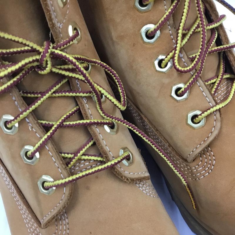 ティンバーランド Timberland ブーツ ショートブーツ 10066 6インチベーシックブーツ 9W レースアップ ワンポイント キャメル / キャメル /  メンズ USED 古着 中古 10104322