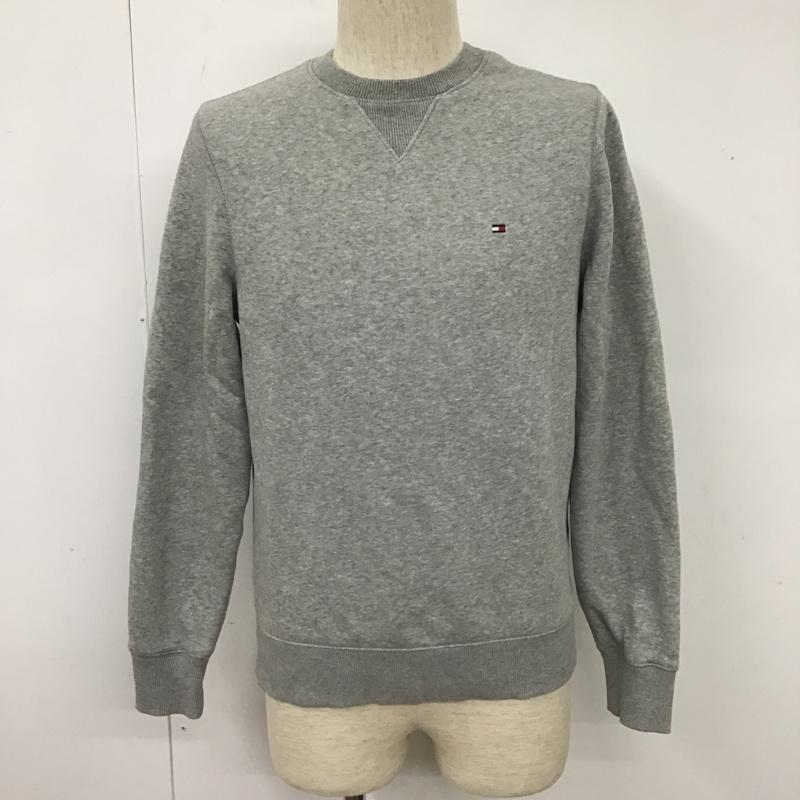 トミーヒルフィガー TOMMY HILFIGER トレーナー 長袖 長袖トレーナー スウェット クルーネック リブスウェットカットソー S ロゴ、文字 灰 / グレー /  メンズ USED 古着 中古 10104366