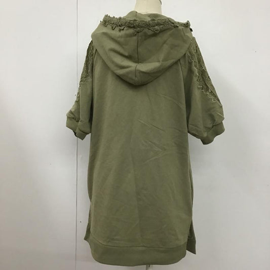 アクシーズファム axes femme パーカー 半袖 M 無地 カーキ / カーキ /  レディース USED 古着 中古 10104374