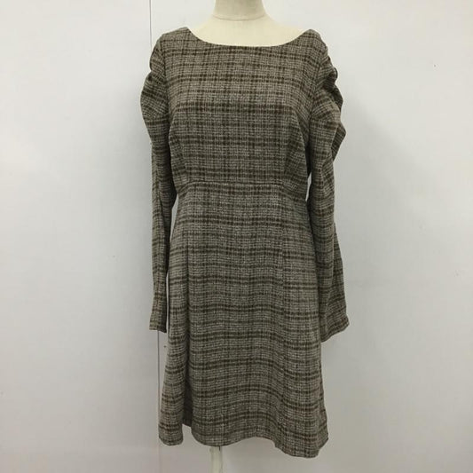 マジェスティックレゴン MAJESTIC LEGON ワンピース ひざ丈スカート 1008068400 メルティパワショルワンピース 長袖ワンピース チェックワンピース M チェック 茶 / ブラウン /  レディース USED 古着 中古 10104402