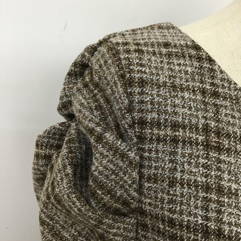 マジェスティックレゴン MAJESTIC LEGON ワンピース ひざ丈スカート 1008068400 メルティパワショルワンピース 長袖ワンピース チェックワンピース M チェック 茶 / ブラウン /  レディース USED 古着 中古 10104402