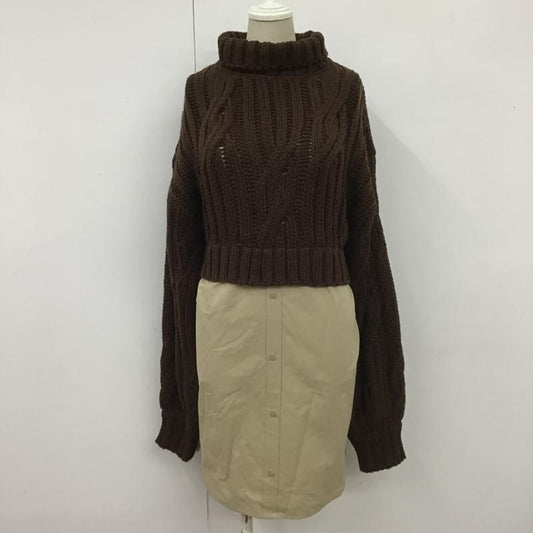 ムルーア MURUA ワンピース ひざ丈スカート 012250301201-01 ケーブルドッキングワンピース 長袖ロングワンピース 1 無地 茶 / ブラウン /  レディース USED 古着 中古 10104416