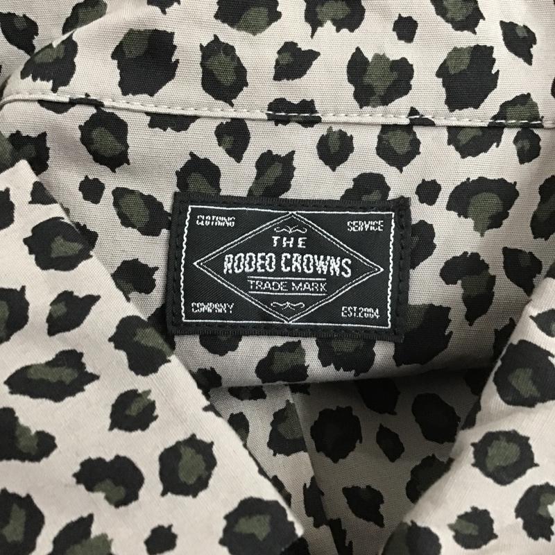 ロデオクラウンズワイドボウル RODEO CROWNS WIDE BOWL シャツ、ブラウス 半袖 421FSW30-1300 タイプライターオープンカラーシャツ 半袖シャツ カジュアルシャツ M ヒョウ柄・レオパード柄 灰 / グレー /  メンズ USED 古着 中古 10104425