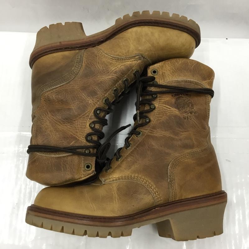 チペワ Chippewa ブーツ 一般 レザー 7 1/2EEE レースアップ 10746991 ロゴ、文字 茶 / ブラウン /  メンズ USED 古着 中古 10104464