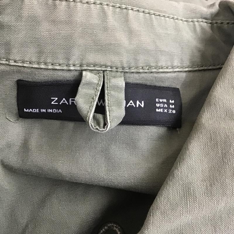 ザラ ZARA シャツ、ブラウス 長袖 ミリタリー M 無地 カーキ / カーキ /  レディース USED 古着 中古 10104481