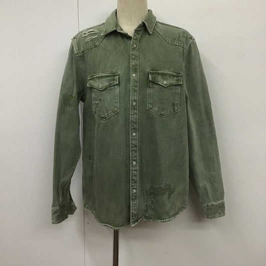 ザラ ZARA ジャケット、上着 ジャケット、ブレザー デニムジャケット ダメージ L 無地 カーキ / カーキ /  メンズ USED 古着 中古 10104506