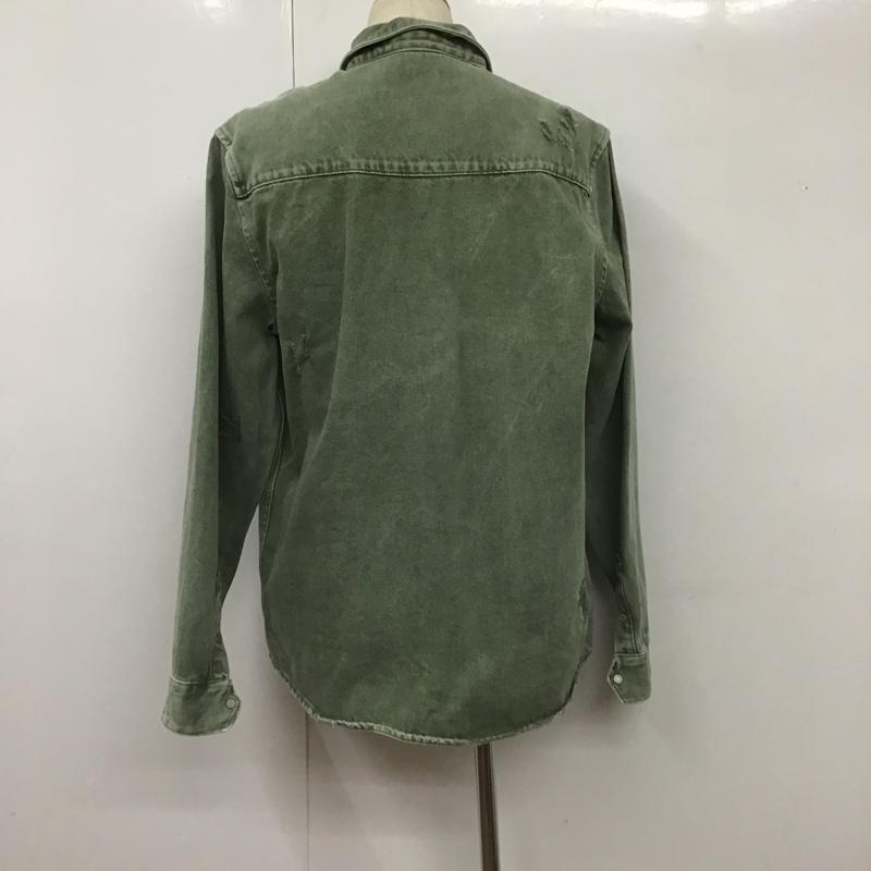 ザラ ZARA ジャケット、上着 ジャケット、ブレザー デニムジャケット ダメージ L 無地 カーキ / カーキ /  メンズ USED 古着 中古 10104506