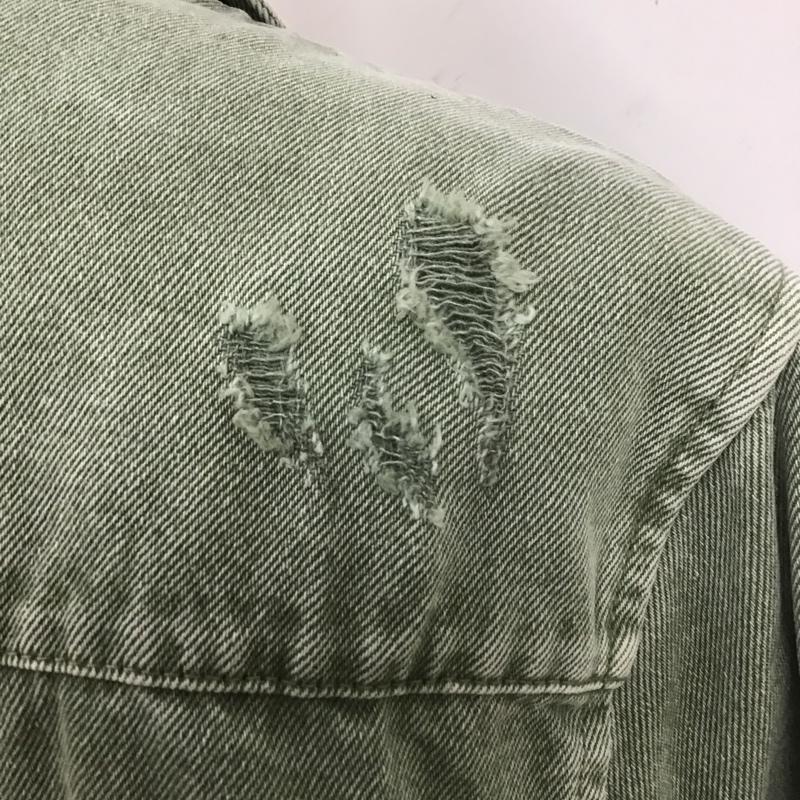 ザラ ZARA ジャケット、上着 ジャケット、ブレザー デニムジャケット ダメージ L 無地 カーキ / カーキ /  メンズ USED 古着 中古 10104506