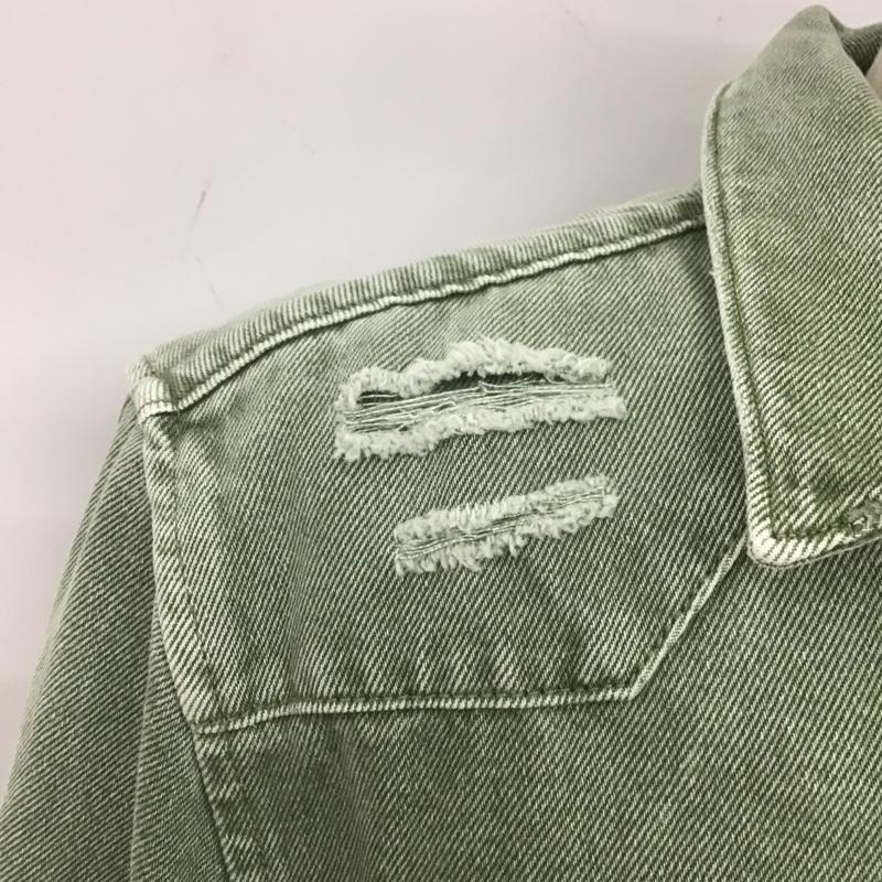ザラ ZARA ジャケット、上着 ジャケット、ブレザー デニムジャケット ダメージ L 無地 カーキ / カーキ /  メンズ USED 古着 中古 10104506
