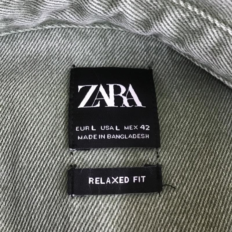 ザラ ZARA ジャケット、上着 ジャケット、ブレザー デニムジャケット ダメージ L 無地 カーキ / カーキ /  メンズ USED 古着 中古 10104506