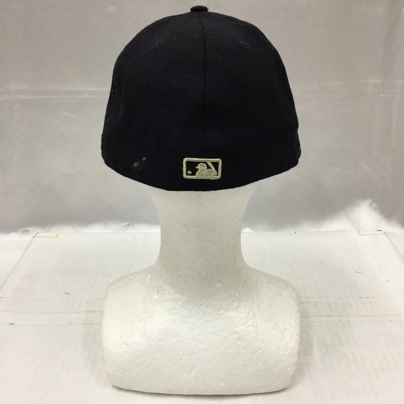 ニューエラ NEW ERA 帽子 キャップ NY ニューヨーク ヤンキース 59.6cm ロゴ、文字 紺 / ネイビー / X 金 / ゴールド /  メンズ USED 古着 中古 10104513